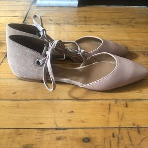 Coach Roy Suede Pointed Toe Ankle Strap  Flats